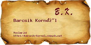 Barcsik Kornél névjegykártya